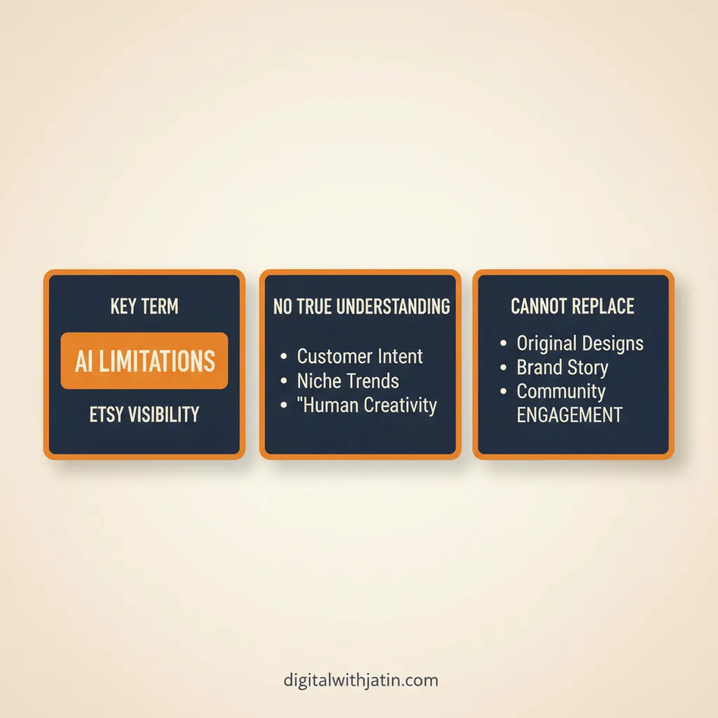 Diagram illustrating what ai cannot do for etsy visibility for etsy seo ai