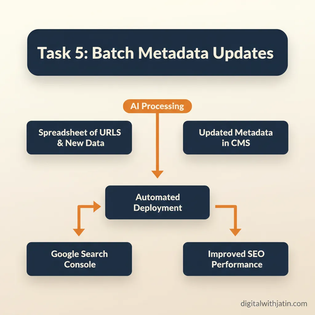 Diagram illustrating task 5: batch metadata updates for how can ai help with seo optimization