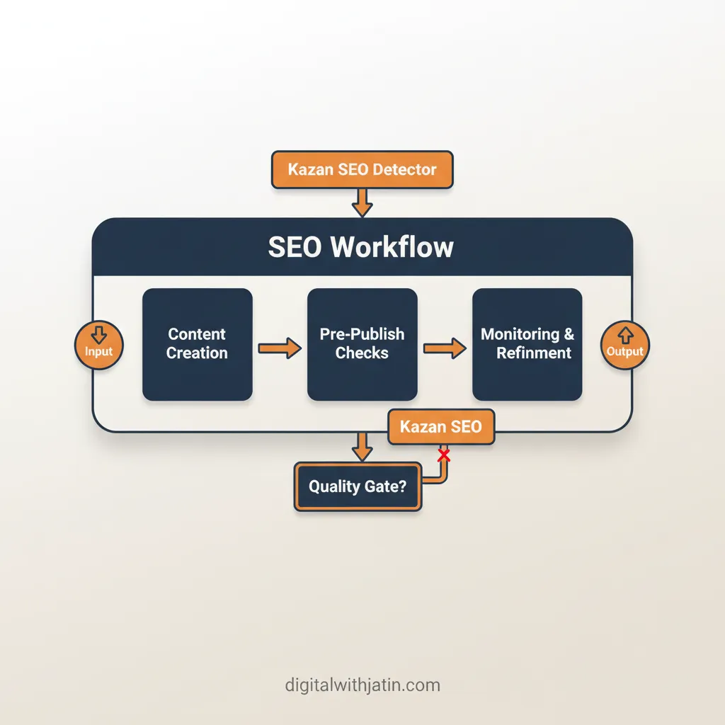 Diagram illustrating the kazan seo detector in an seo workflow for kazan seo ai detector